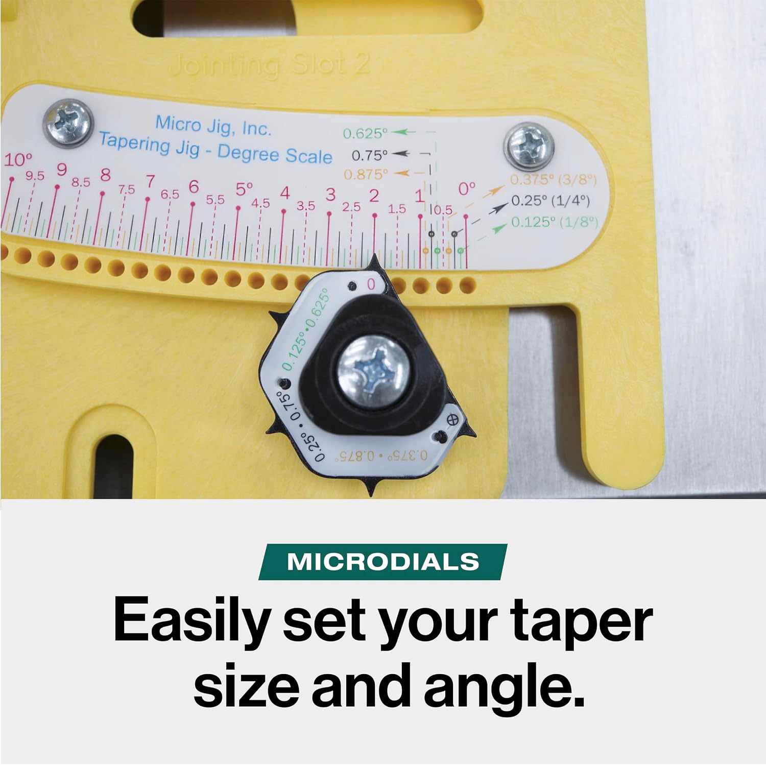 MICROJIG GRR-RIPPER Microdial Tapering Jig for Table and Band Saws, Taper Parts for Woodworking, TJ-5000, Yellow