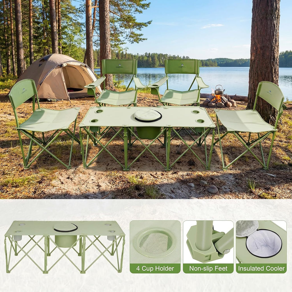 Camping Chair Set of 3, Outdoor Folding Camping Chairs for Heavy People with Cup Holder & Carry Bag,Collapsible Chair Include One Sofa Chair and Two Single Chair,Support up to 500lbs