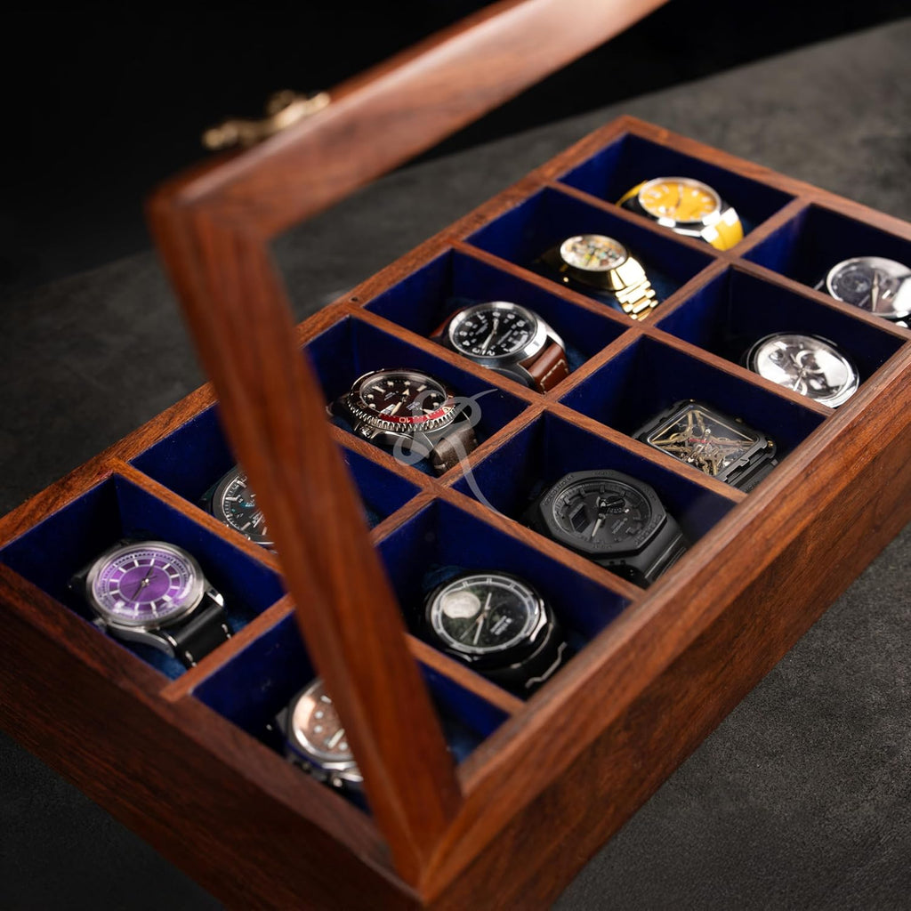 Royal Craft Expertise Wooden watch boxes, Watch box case organizer for men- Indian Long Lasting Wooden Watch Case - Luxury watch box for 12 watches For large mens wrist watches