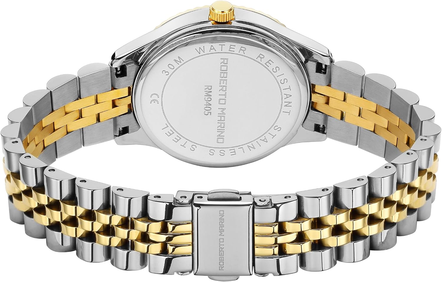 Roberto Marino Men's Luxury Watch – Gold Stainless Steel, Japanese Quartz, Blue Dial, 3 ATM Water Resistant