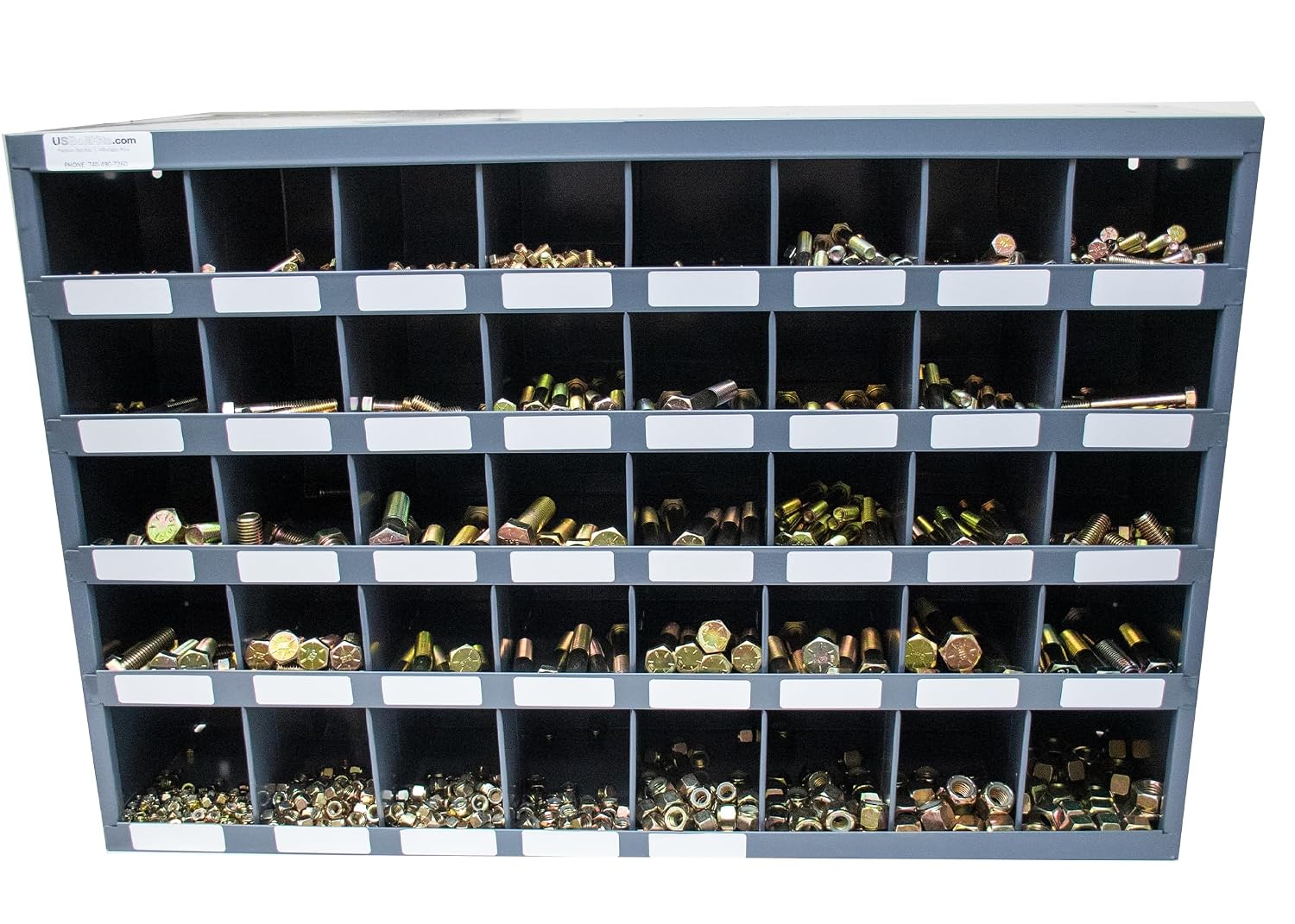 2510 Piece Fine Thread SAE Grade 8 Bolt, Nut, and Washer Assortment with 40 Hole Bin