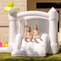 Outfunny White Bounce House with Slide, Indoor Bouncy House for Kids 3-8 w/Ball Pit, Bounce Area 6.5'x6.5', Capacity 300 lb