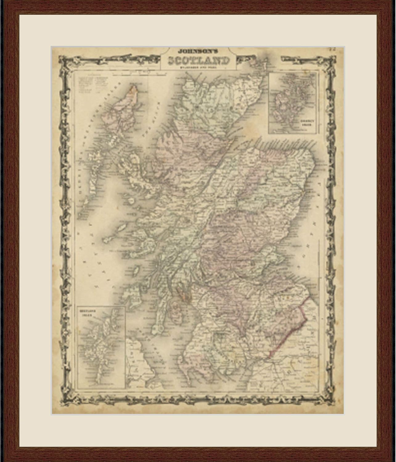 First Avenue Art & Framing Home Decor | Quality Framed Artwork | Interior Accents | Johnson's Map of Scotland - MAPS (28'x32')
