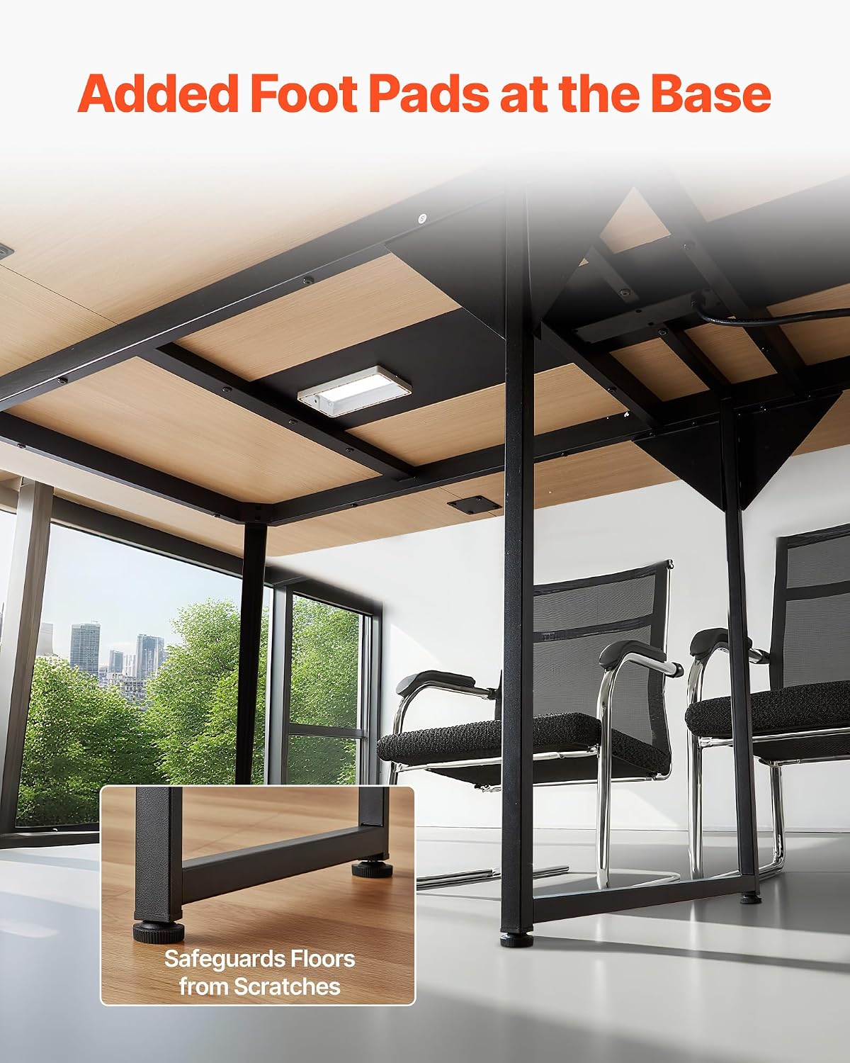 VEVOR Conference Table, 8 ft Boat Shaped Office Meeting Table with Charge Station for 10 Person, Modern Boat Seminar Meeting Desk with Metal Legs for Office, Boardroom, Conference Room, Easy Assembly