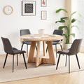 47 inch Round Dining Table Set for 4 with Chairs Kitchen Table and Chairs Set Mid-Century Modern Round Wood Kitchen Tables with Upholstered Synthetic Leather Chairs Set of 4