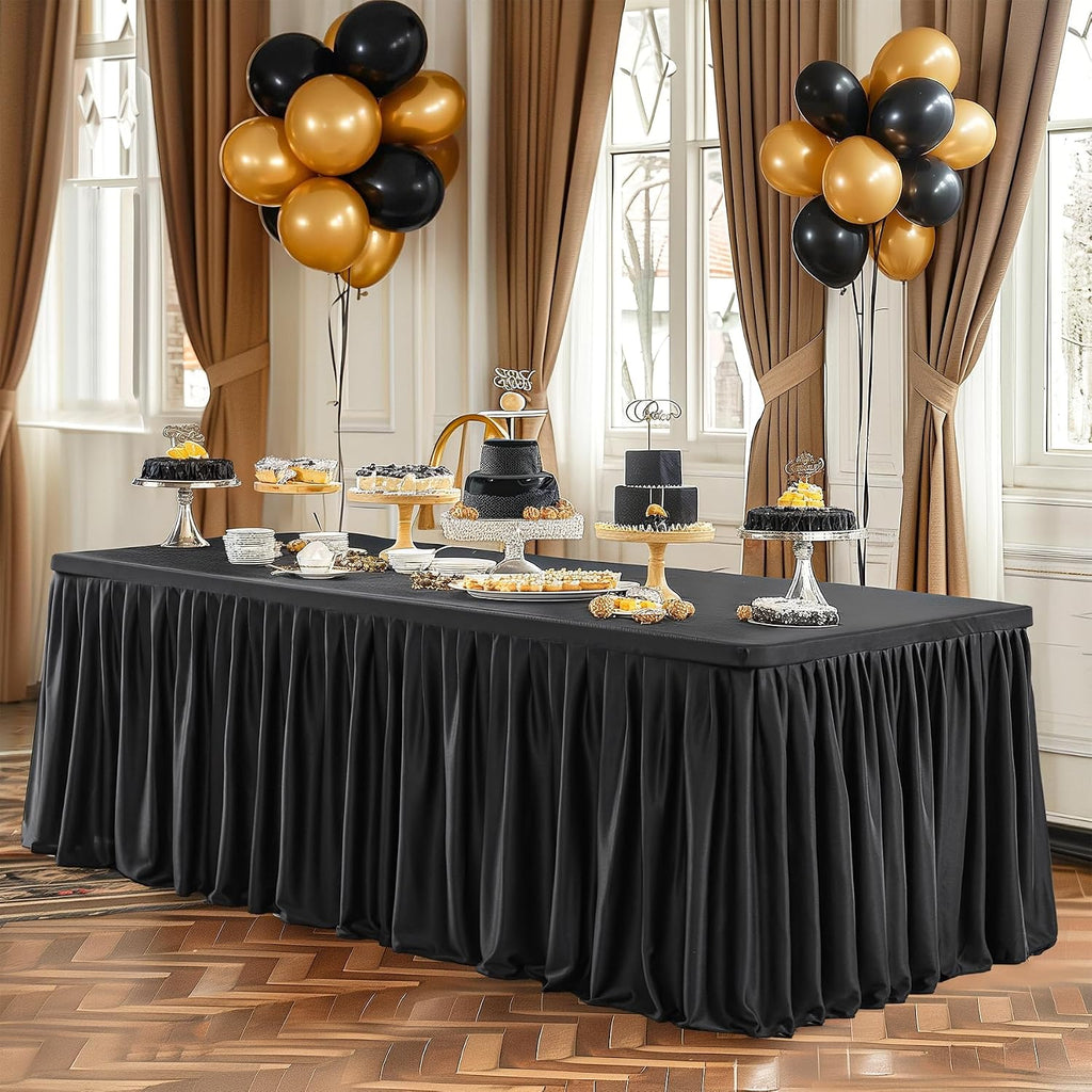 Shillance 6 Pack Black Table Clothes for 6 Foot Rectangle Tables, Premium Polyester Rectangle Tablecloth Wrinkle Resistant Washable Patio Table Cover for Party, Wedding, Banquet and Birthday
