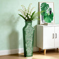 SHYFOY Green Crushed Diamond Floor Vase, Large Mirrored Tall Vases for Floor, Modern Glass Decorative Vases for Living Room Bedroom Home Corner Indoor Office, 26.8' Tall