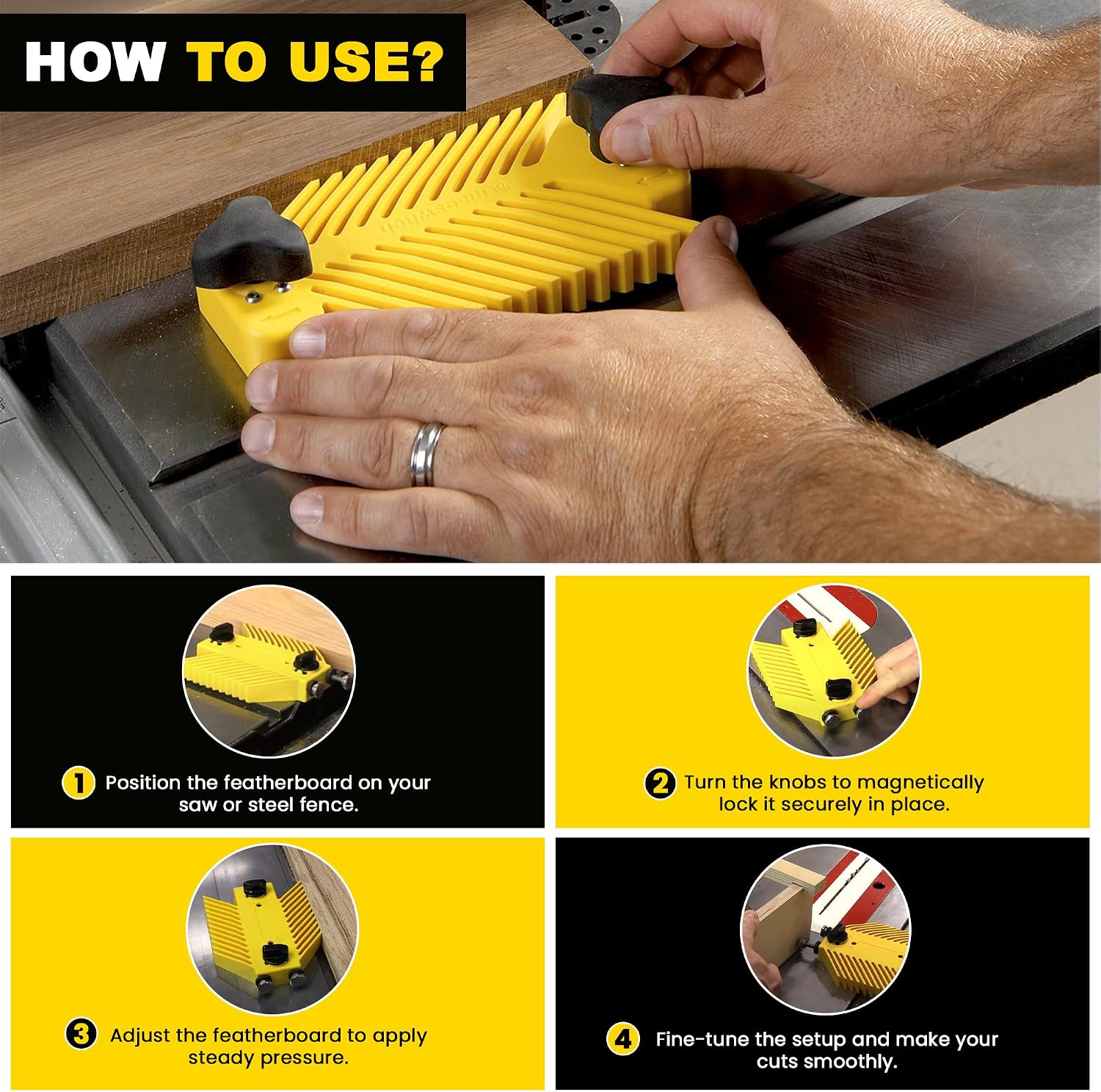 Magswitch Universal Featherboard Pro for Table Saw, Router Table, Band Saw, Woodworking Table Tools Accessories, Model 81101303