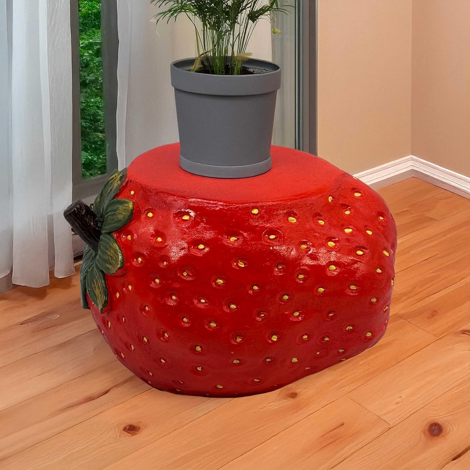 Galt International 10' Red Strawberry Fruit Stool Plant Stand for Home Decor Plant Stand Garden Indoor Outdoor Decorations