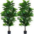FLOWORLD Fiddle Leaf Fig Tree 6ft Tall Artificial Tree in Pot Fake Ficus Lyrata Plants with 184 Decorative Fiddle Leaves Faux Fig Trees for Home Office Living Room Decor Indoor Outdoor, 2 Pack