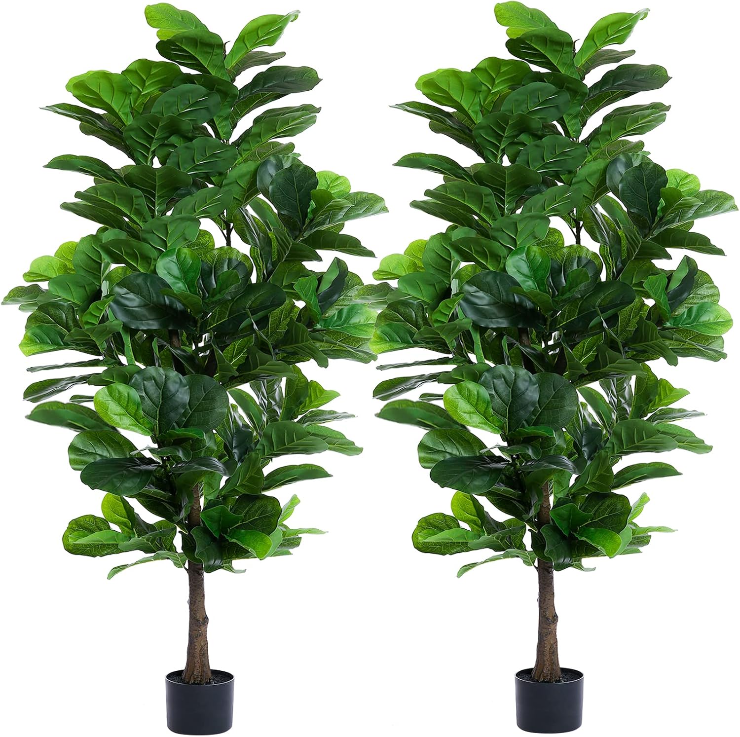 FLOWORLD Fiddle Leaf Fig Tree 6ft Tall Artificial Tree in Pot Fake Ficus Lyrata Plants with 184 Decorative Fiddle Leaves Faux Fig Trees for Home Office Living Room Decor Indoor Outdoor, 2 Pack