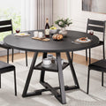 Jocoevol Round Dining Table for 4,Kitchen Dining Room Circle Dinner Pedestal Table,Space Saving Wood Kitchen & Dining Room Furniture (Black, 47In)