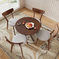 ERGOMASTER 5-Piece Dining Table Set for 4, 36' Kitchen Round Table with 4 Chairs, Rubber Wood Legs, Brown