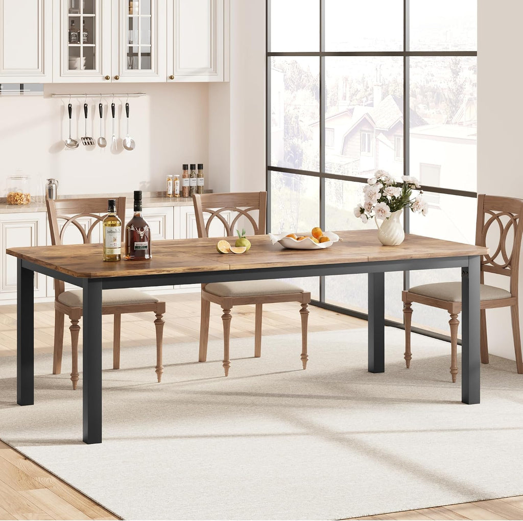 IDEALHOUSE 78.7' Long Rectangle Dining Table for 6-8 People, Industrial Wood Dinner Table (Only Table) (New Retro)