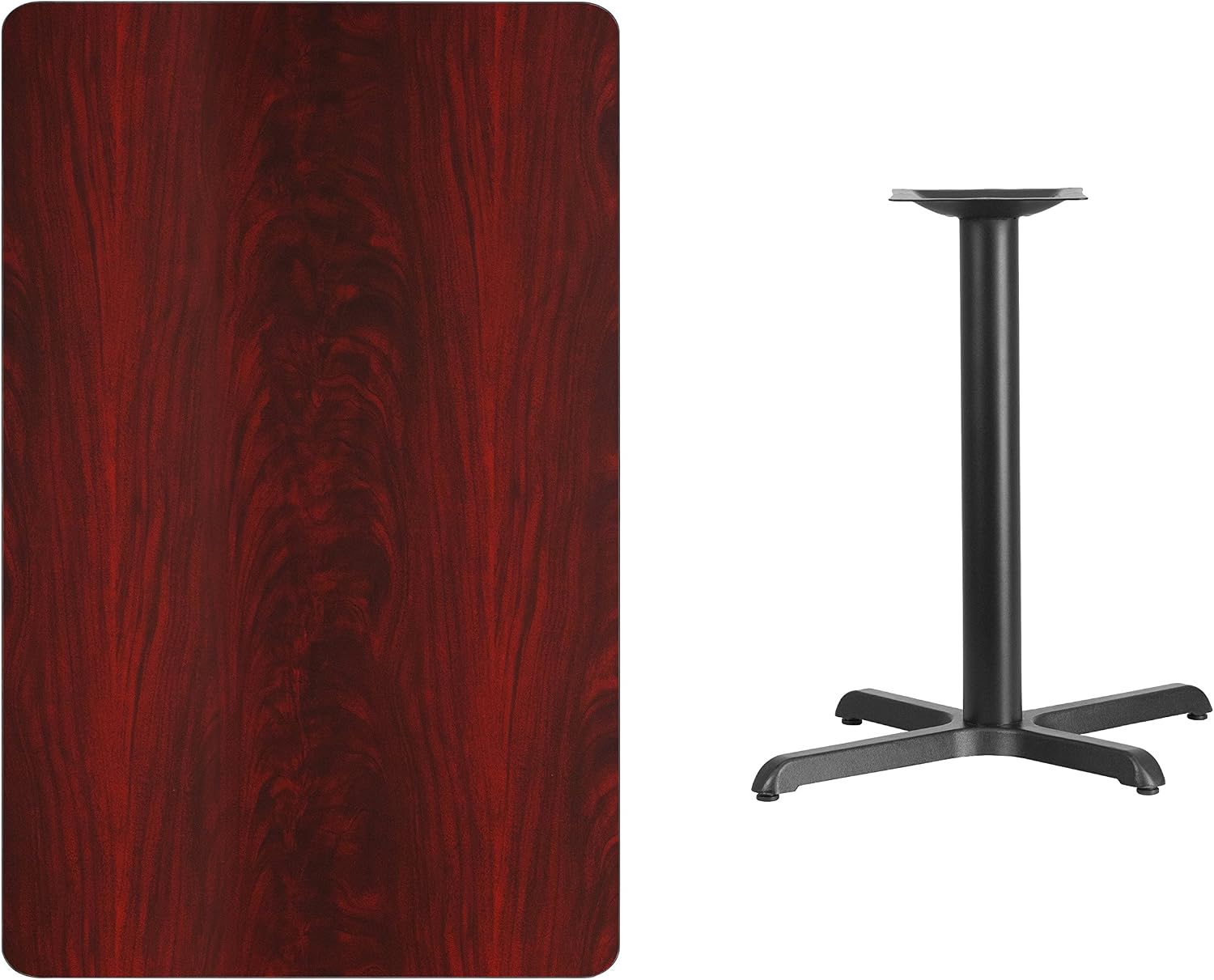 Flash Furniture Graniss 30'' x 48'' Rectangular Mahogany Laminate Table Top with 23.5'' x 29.5'' Table Height Base