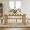 LITTLE TREE Solid Wood Dining Table for 4-6 People, 63 Inches Rectangle Kitchen Table with Heavy Duty Legs, Modern Wooden Furniture for Living Room, Dining Room, Wood Color