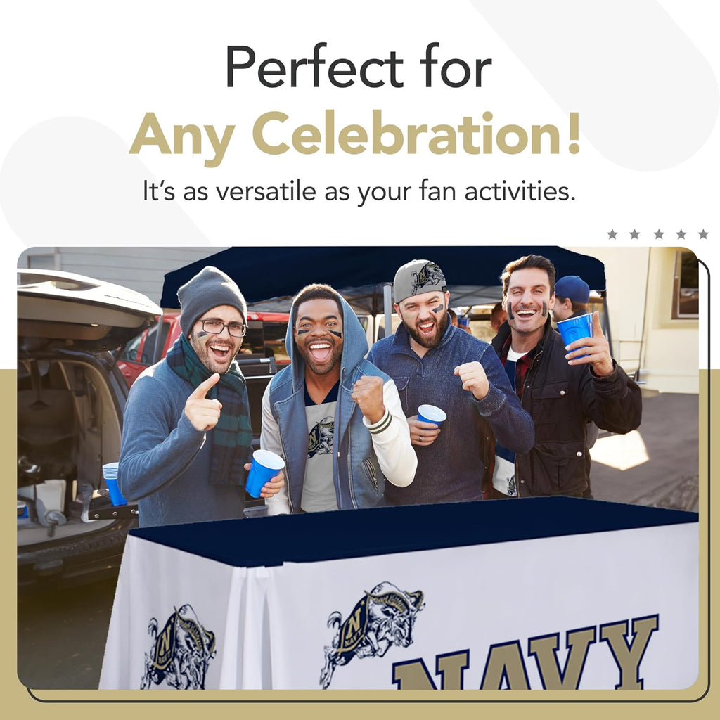 Victory Corps Navy Midshipmen College Sports Printed Table Throw - NCAA Licensed - Polyester - School Tablecloth (6' Draped) (Navy Blue)