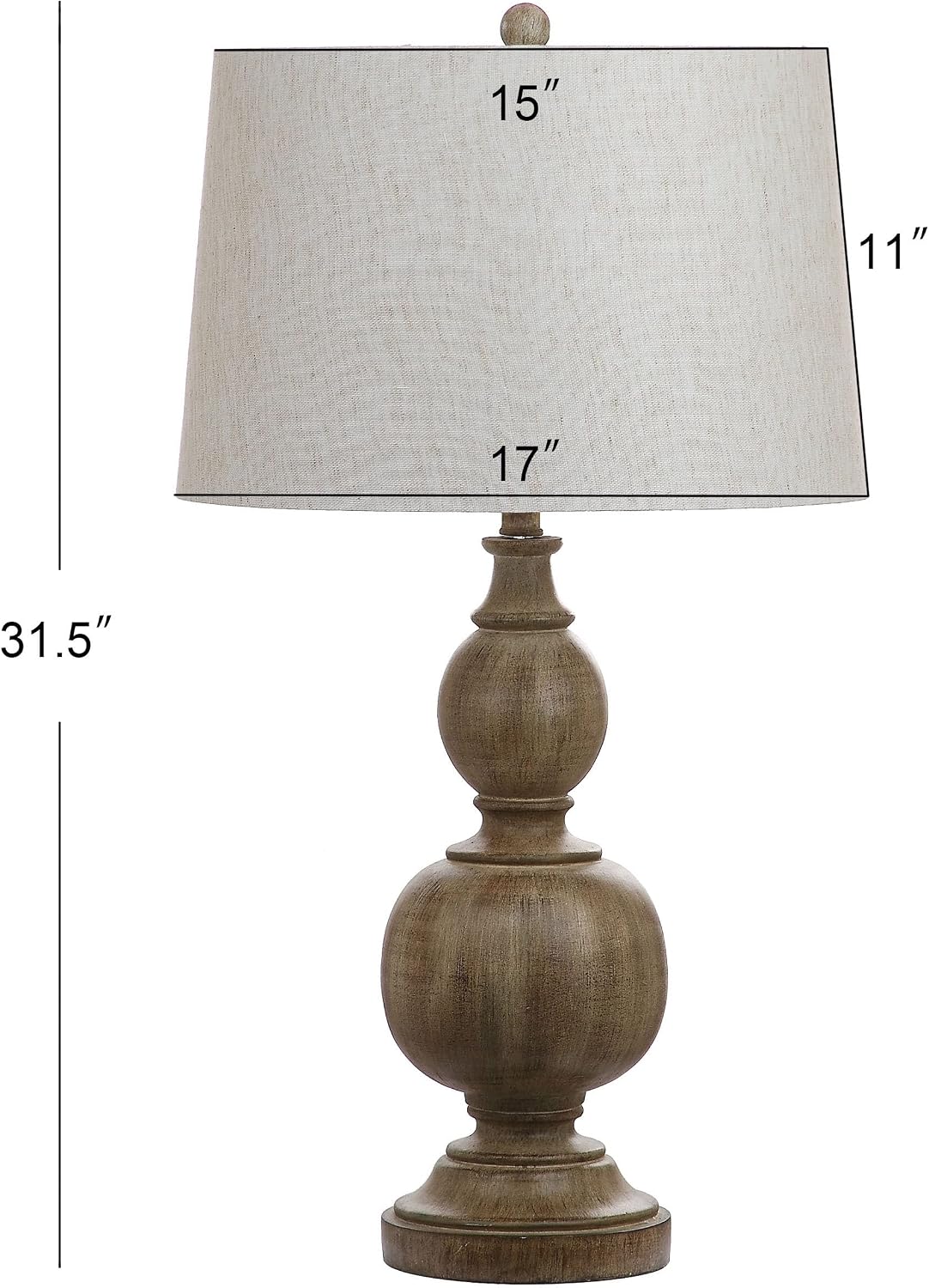 SAFAVIEH Lighting Collection Araceli Farmhouse Rustic Brown 32-inch Bedroom Living Room Home Office Desk Nightstand Table Lamp Set of 2 (LED Bulbs Included)