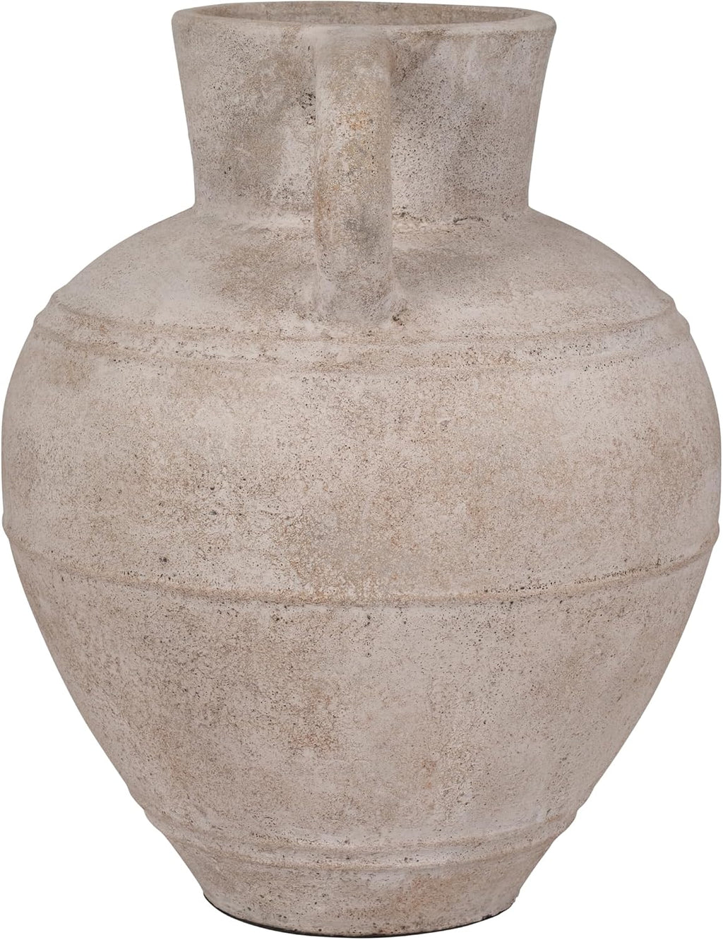 Elegant Pottery Jug Vase with Handle for Living Room Decor and Home Accents - Decorative Flower Vase for Room, Bedroom, or Office Display - Elevates House and Table Styling - 22', Ivory & Tan