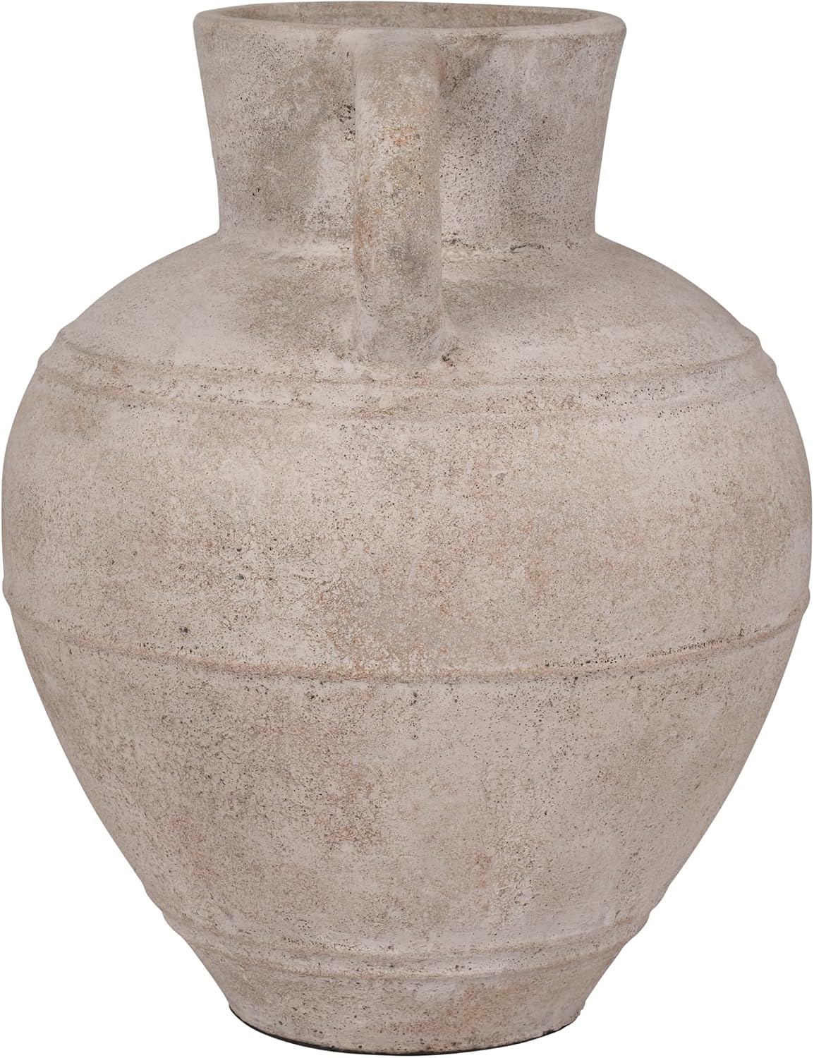 Elegant Pottery Jug Vase with Handle for Living Room Decor and Home Accents - Decorative Flower Vase for Room, Bedroom, or Office Display - Elevates House and Table Styling - 22', Ivory & Tan