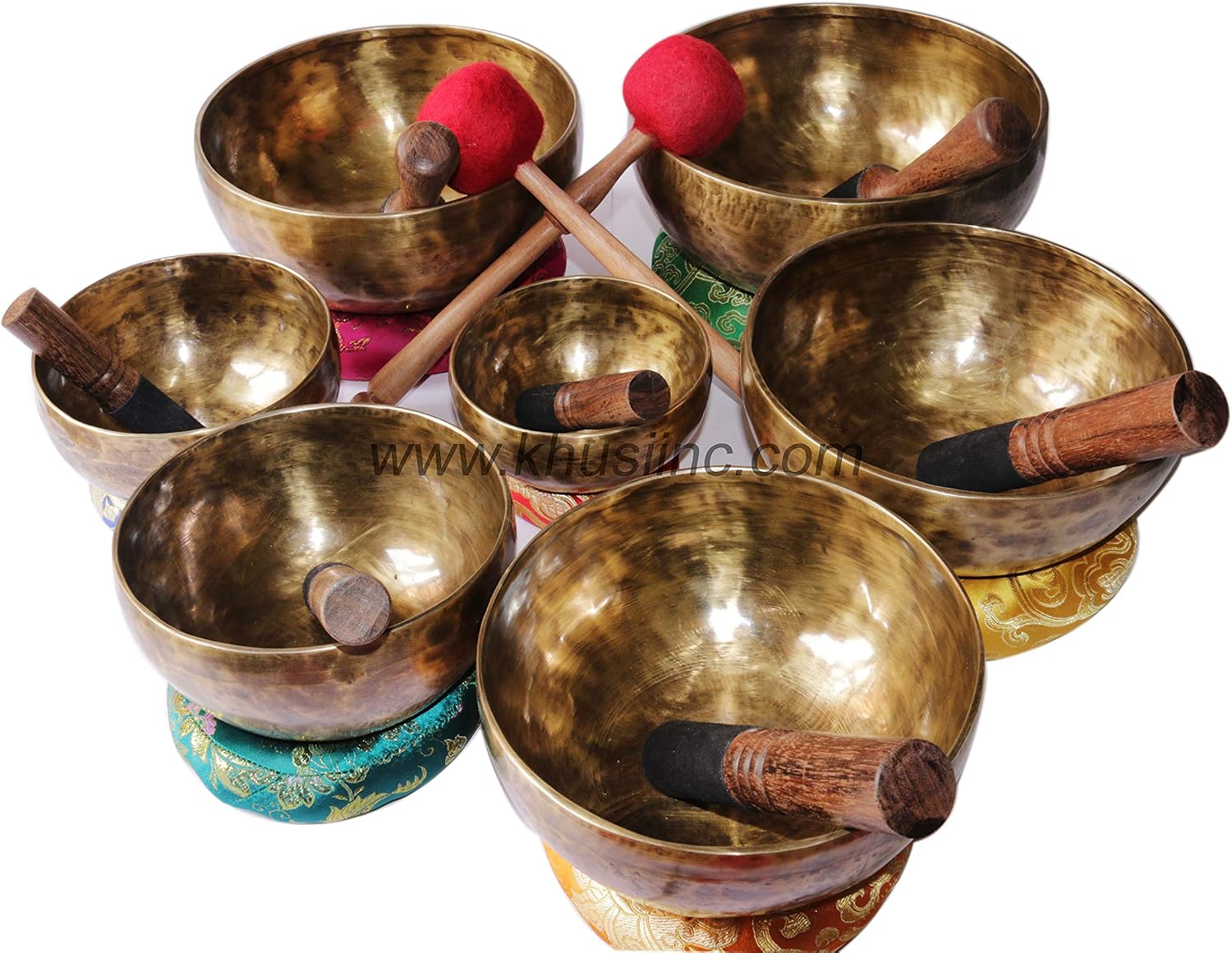 Singing Bowl set of 7,Antique~ Hand hammered Seven chakra Singing Bowls,for chakra healing, meditation, Zen-practice .Crafted in Nepal.