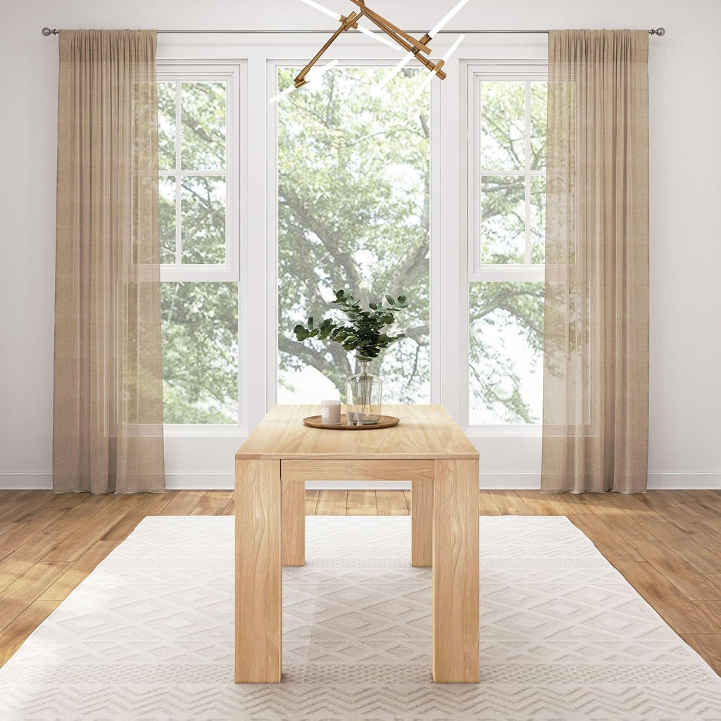 Plank+Beam 60 Inch Dining Table, Solid Wood Kitchen Table, Large Wooden Rectangular Dinner Table for Dining Room, Home Office, Living Room Furniture, Easy Assembly, Blonde Wirebrush