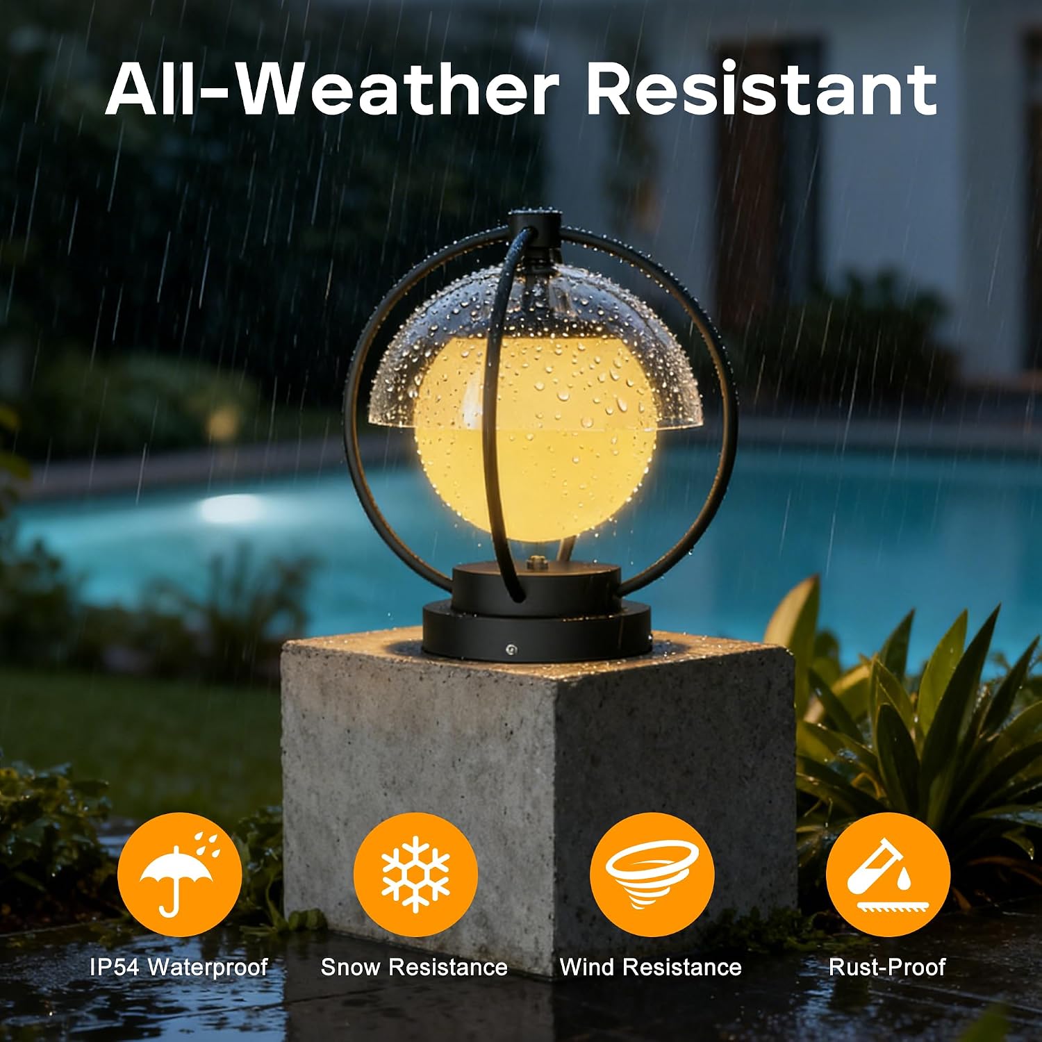 Solar Post Lights with Remote Control, Modern Pillar Light Dusk to Dawn IP54 Waterproof Solar Post Cap Lights with 3200K LED Outdoor Light Fixture for Garden Deck Patio Outside Lighting (Moon)