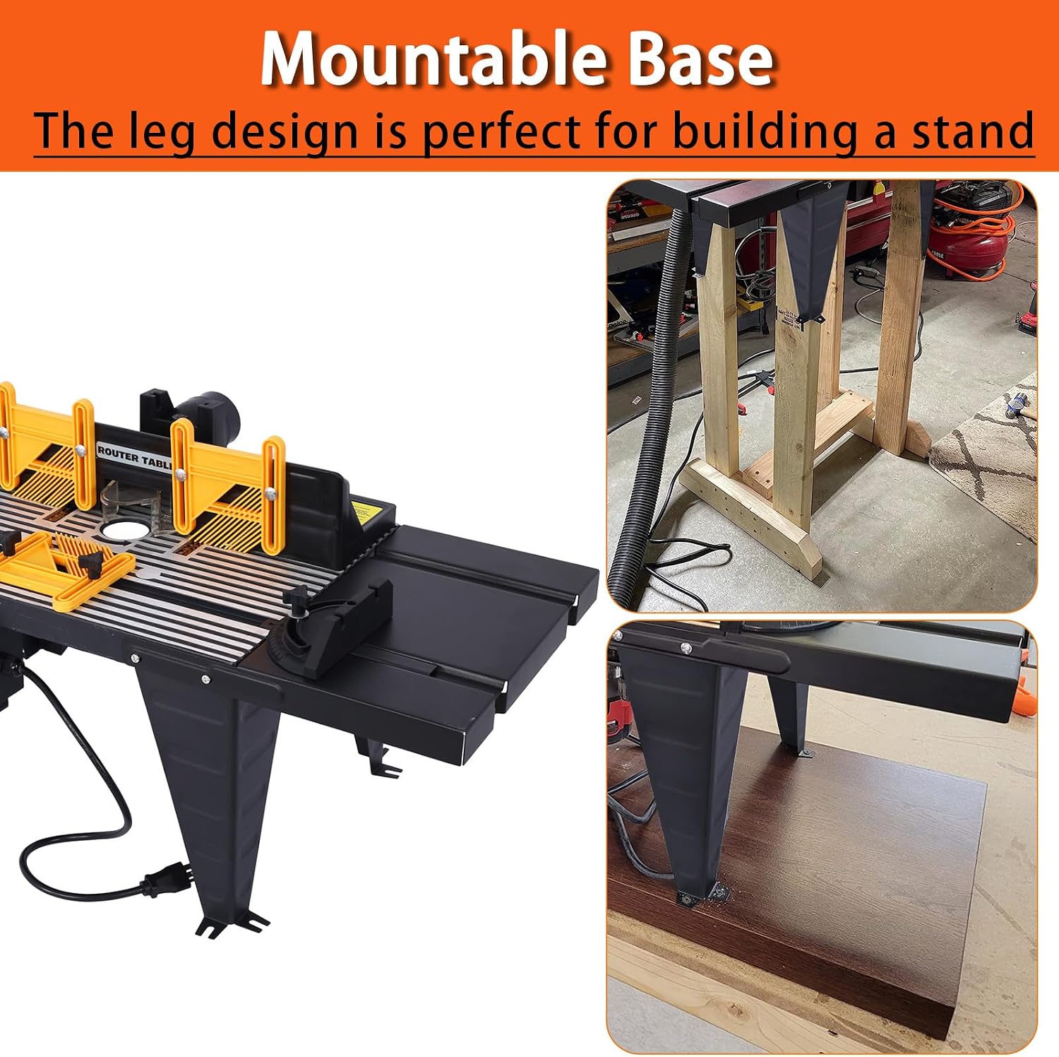 Electric Benchtop Router Table - Universal Benchtop Router Tables Top with Steel Stand, Adjustable Fence, Woodworking Craftsman Tool with Spacious Work Surface, Safety Guard, and Durable Construction