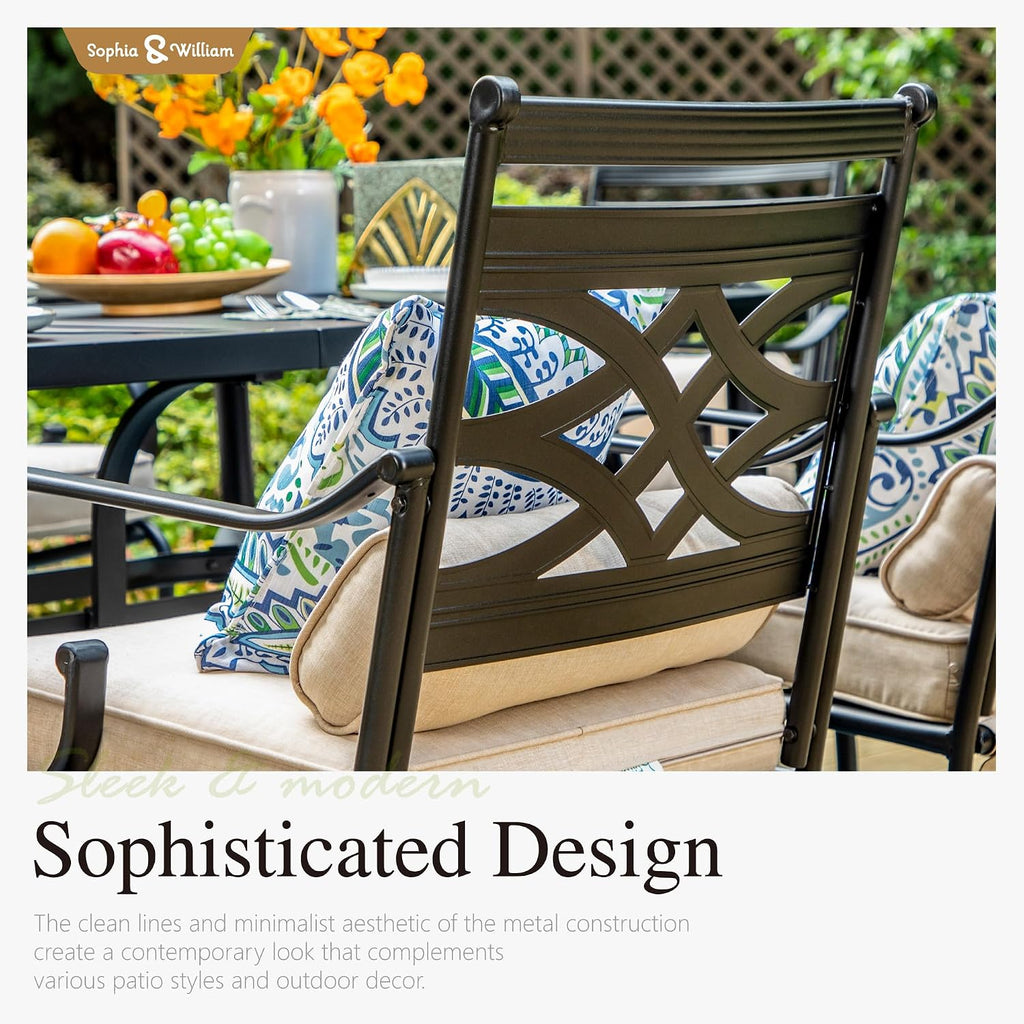 Sophia and William Swivel Patio Dining Set for 4, Outdoor Table and Chairs, Removable Seat Cushions, Black 42' Round Patio Dining Table