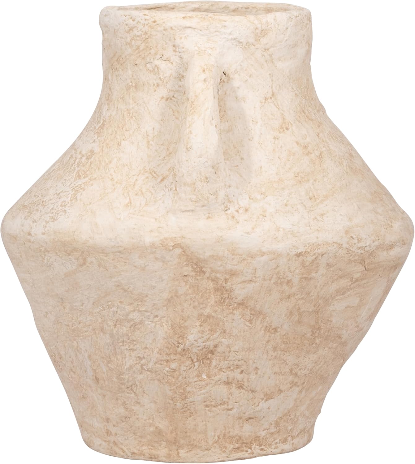 Paper Mache Vase – Flower Holder for Stems and Greenery, Living Room or Bedroom Shelf and Table Styling, Textured Pottery Look Home Decor Accent for Collected Spaces – 14', White Vase