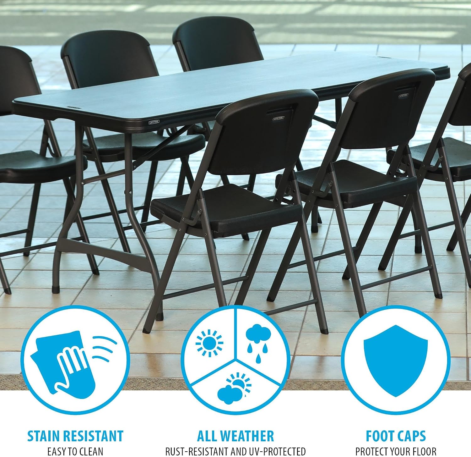Lifetime 6-Foot Nesting Folding Table, Commercial, Black