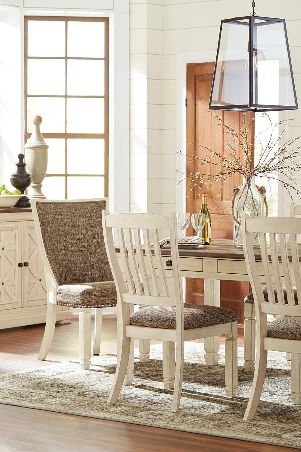 Signature Design by Ashley Bolanburg Dining Table, 2-Tone Farmhouse Style With 6 Built-In Storage Drawers, Wood & Engineered Wood Construction, Seats Up To 6, White/Brown