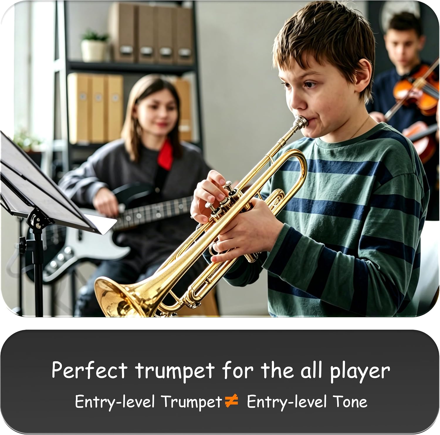 AKLOT Weighted Leadpipe Bb Trumpet: Satin Gold, Mouthpiece Booster, 7C Mouthpiece*2, Beginner & Intermediate Standard Trumpet Instrument, Trompeta Musicales with Hard Case, Lesson Book, Cleaning Kit