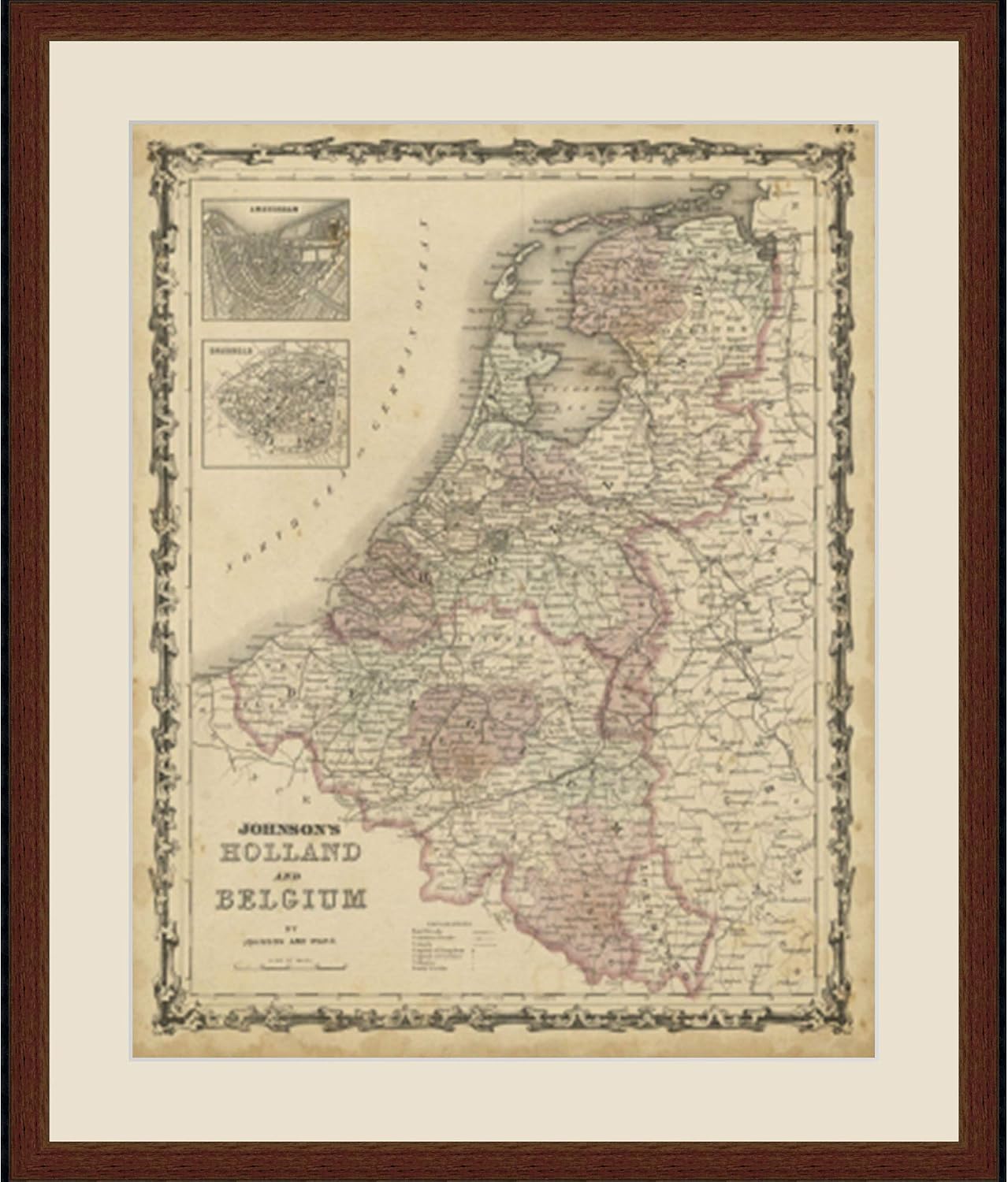 First Avenue Art & Framing Home Decor | Quality Framed Artwork | Interior Accents | Johnson's Map of Holland & Belgium - MAPS (28'x32')