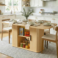 SUNCOZE Mid-Centur Dinner Tables for 4/6/8, 70.9' Rectangle Dining Room Table with Large Tabletop and Sliding Tambour Doors, Fluted Dining Table 2-Layer Storage for Kitchen and Living Room, Wood
