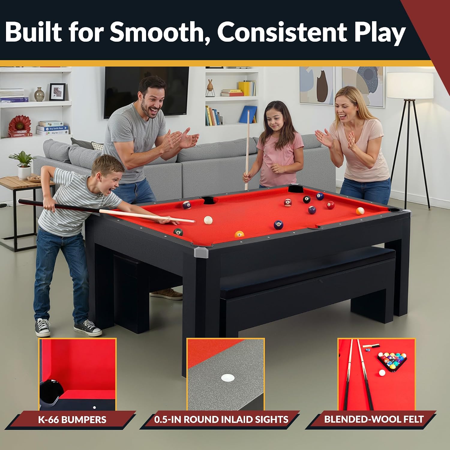 Hathaway Pool Table Combo Set with Benches