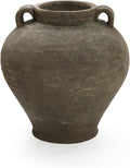 LuxenHome Rustic Large Flower Vase,14'' Tall Brown Terracotta Cauldron Vase,Farmhouse Decorative Vases for Dining Table Decor,Vintage Pottery Ceraimc Vase Living Room Office Home Decor
