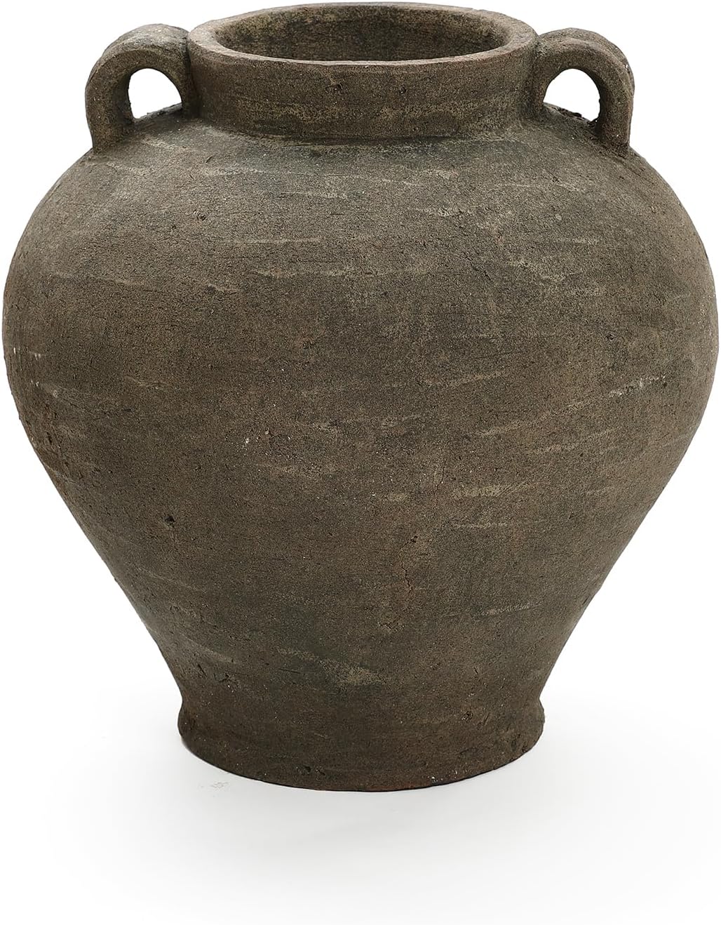 LuxenHome Rustic Large Flower Vase,14'' Tall Brown Terracotta Cauldron Vase,Farmhouse Decorative Vases for Dining Table Decor,Vintage Pottery Ceraimc Vase Living Room Office Home Decor