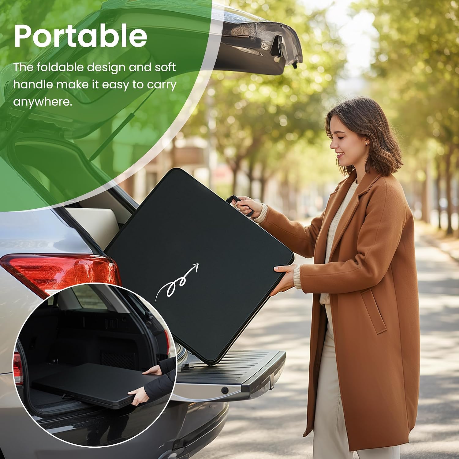 6FT Folding Table Set of 5 Portable Heavy Duty Plastic Table with Carrying Handle Fold-in-Half Utility Foldable Tables for Parties Wedding Events Dining Indoor Outdoor Picnic (Black)