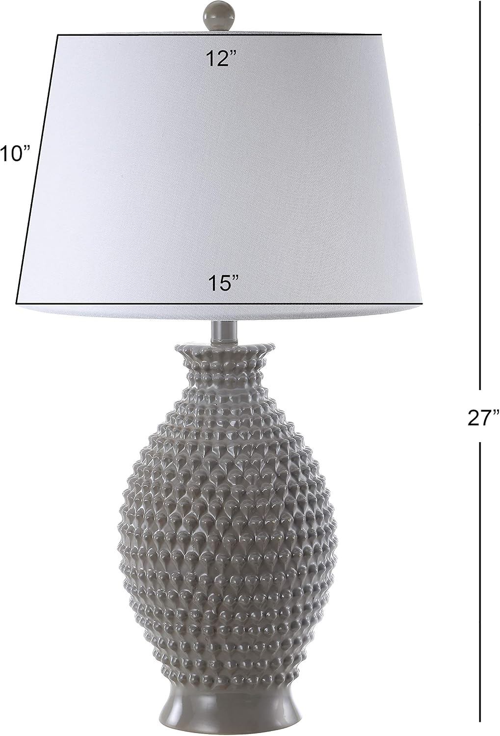 SAFAVIEH Lighting Collection Rosten Grey Textured 27-inch Bedroom Living Room Home Office Desk Nightstand Table Lamp Set of 2 (LED Bulbs Included)