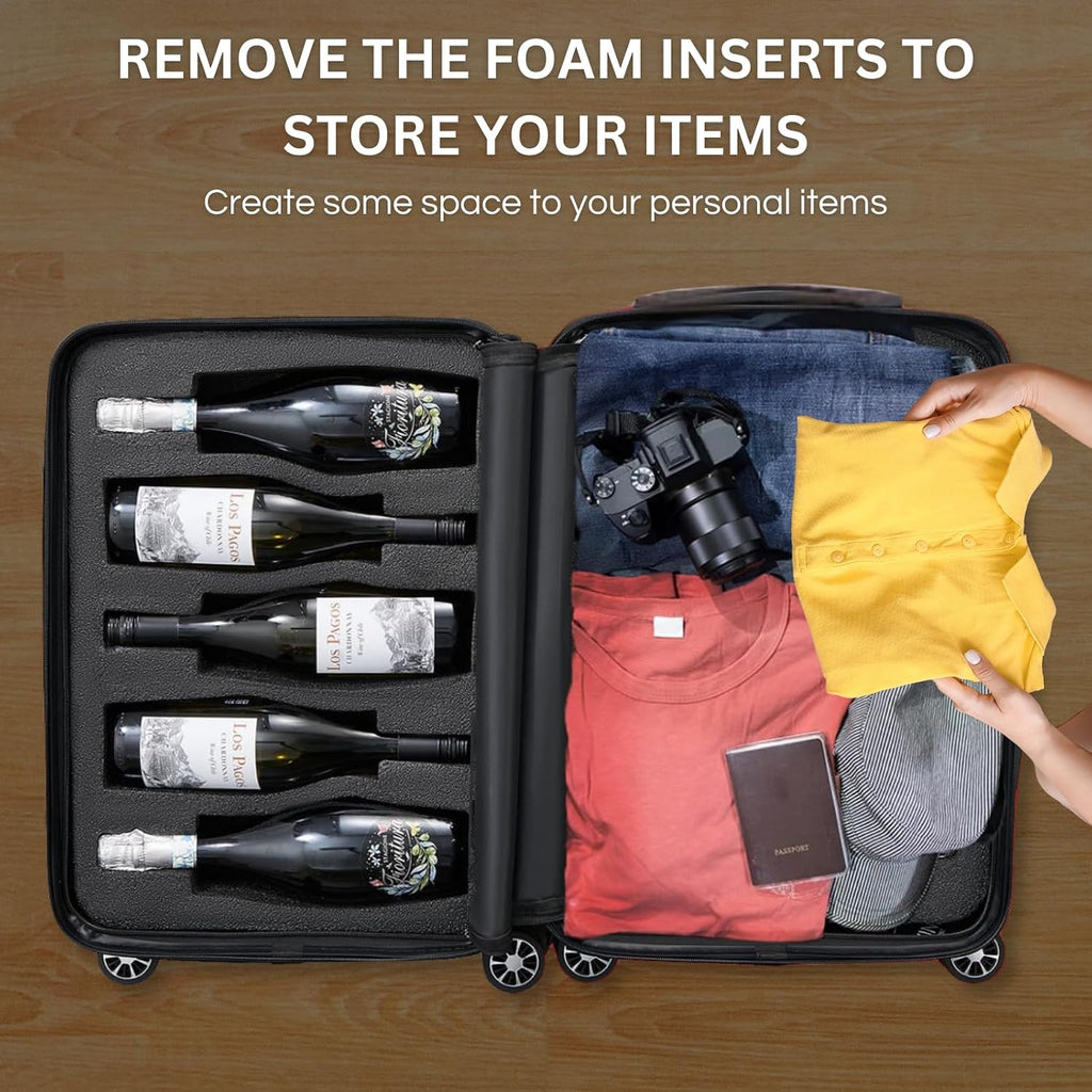 Wine Bottle Suitcase | Holds 10 Standard 750 ML Size Bottles | Universal Airplane Luggage Case, TSA Approved Wheeled Bag For Professionals and Consumers, Gift For Wine Lovers & Connoisseurs (24 IN)