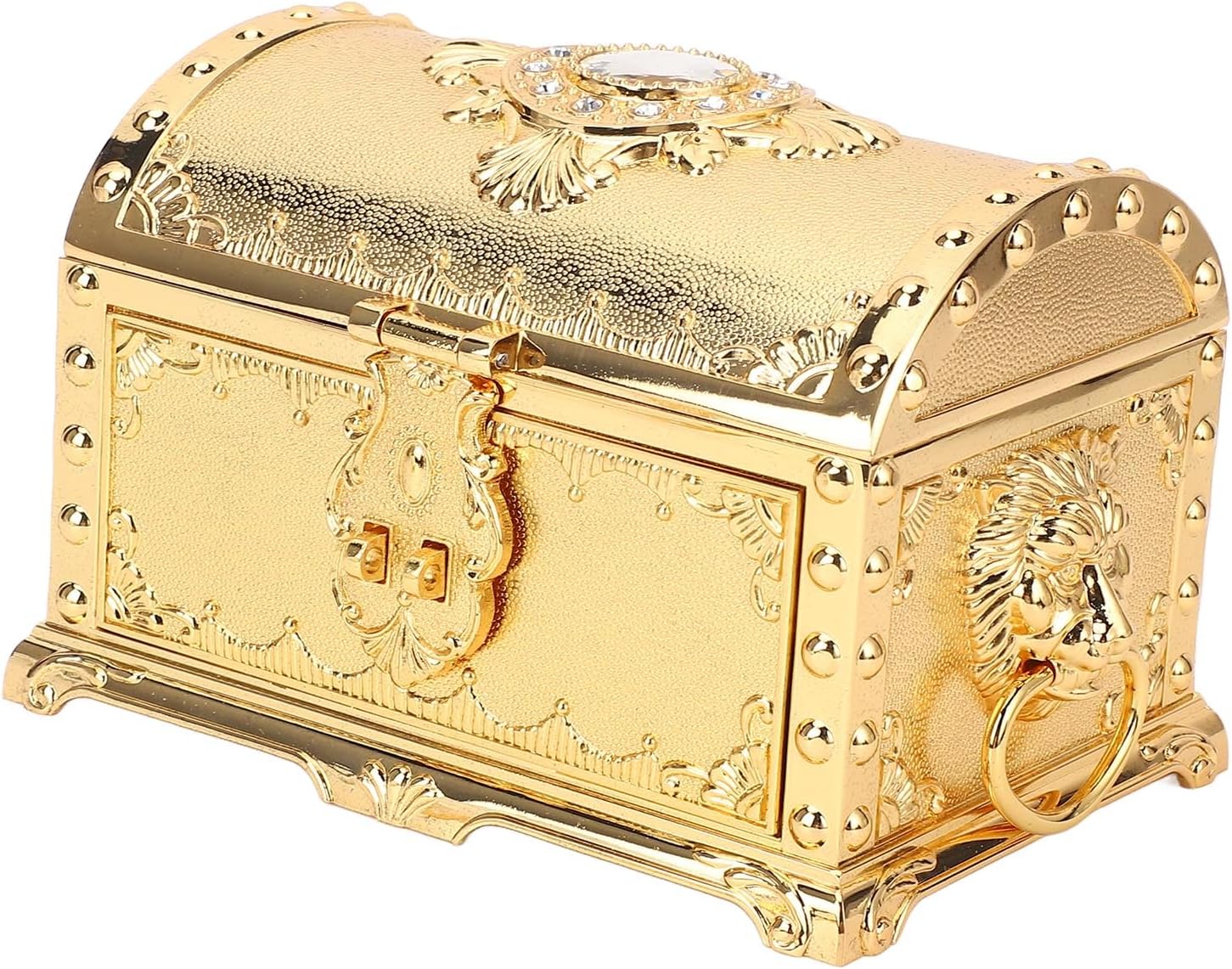 Vintage Metal Jewelry Box Drawer Type Earring Necklace Bracelet Organizer Decorative Box with Lock for Home (Gold)