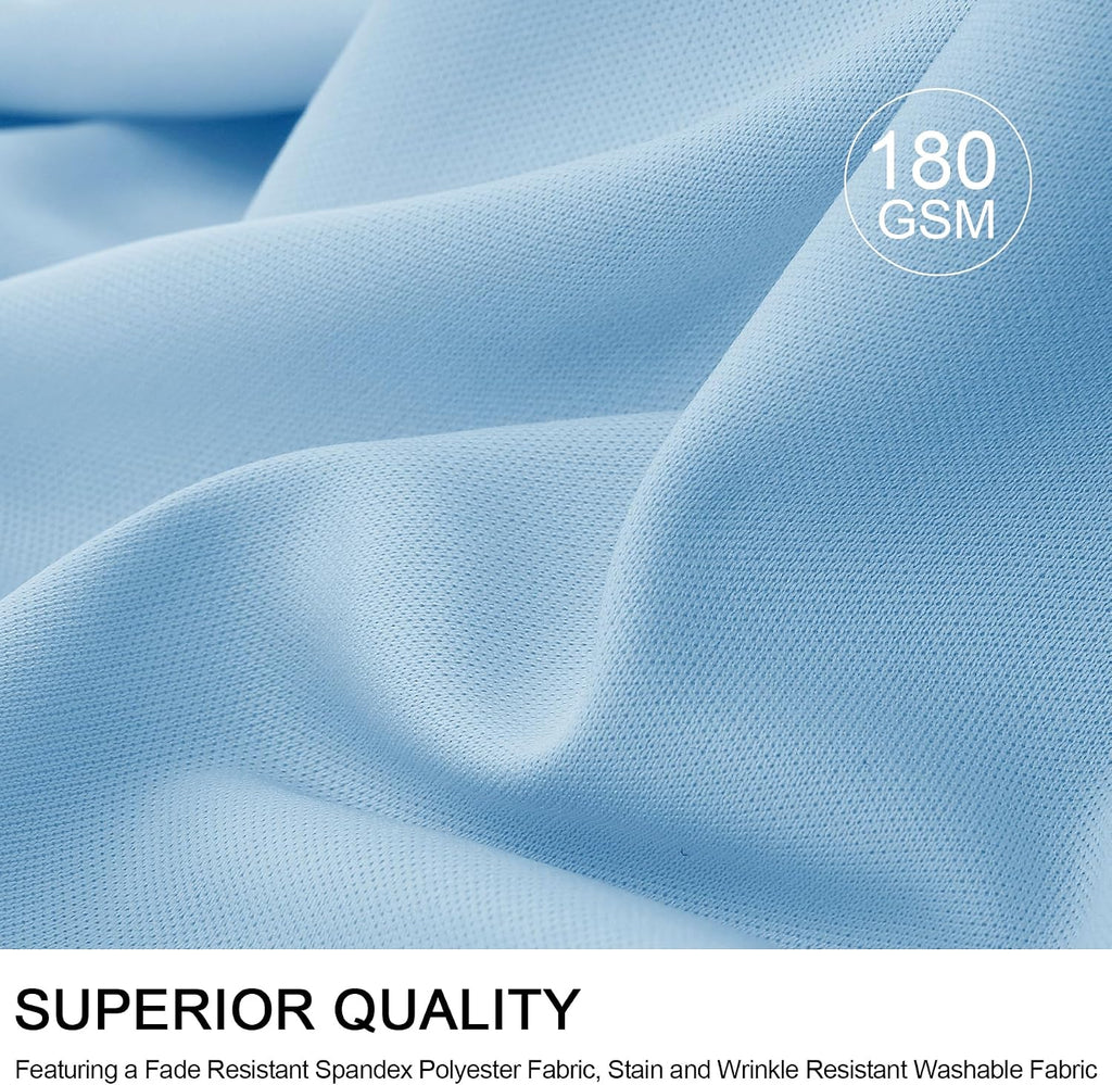 Outpain 6Pack Baby Blue 8FT x 8FT Rectangular Spandex Polyester Blend Tablecloth for Standard Folding Tables - Set of 6