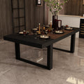 WOODTIME 86.6' W Dining Table for 8-10 People, Versatile Modern Wooden Dinner Table Kitchen Table for Dining Room Conference Room, Black & Brown