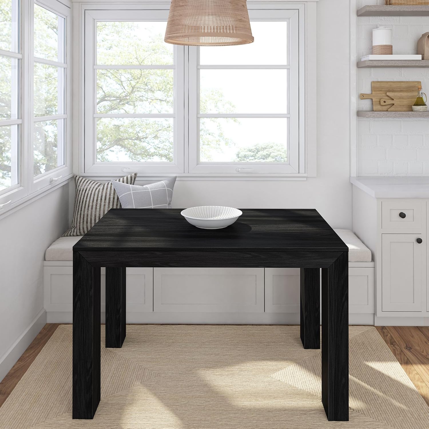 Plank+Beam 48 Inch Modern Dining Table,for Dining Room, Kitchen, Home Office, Living Room Furniture, Easy Assembly, Black Wirebrush