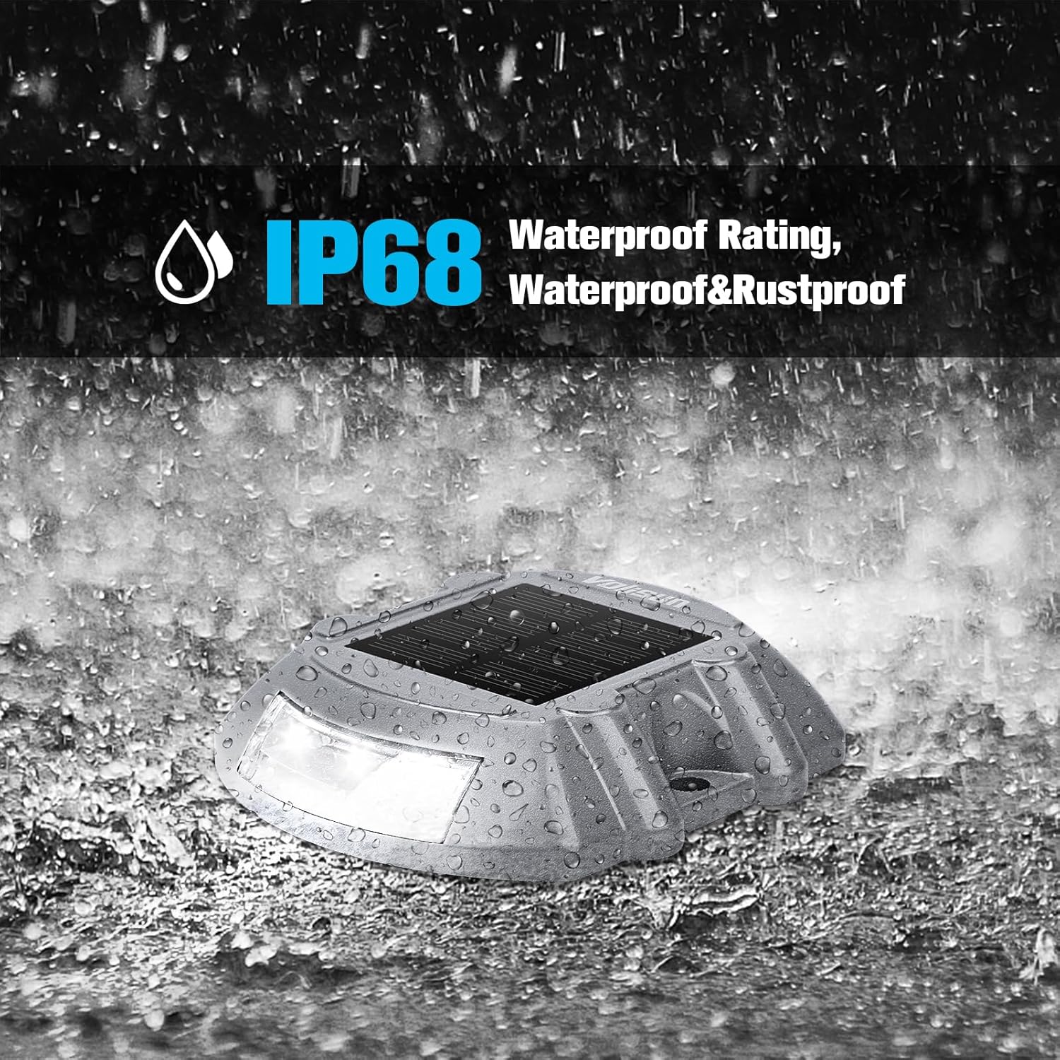 VOLISUN Solar Deck Lights Driveway Dock Lights, 12-Pack Led IP68 Waterproof Outdoor Warning Step Lights for Driveway Sidewalk Garden Pathway Yard(White, Auto On/Off