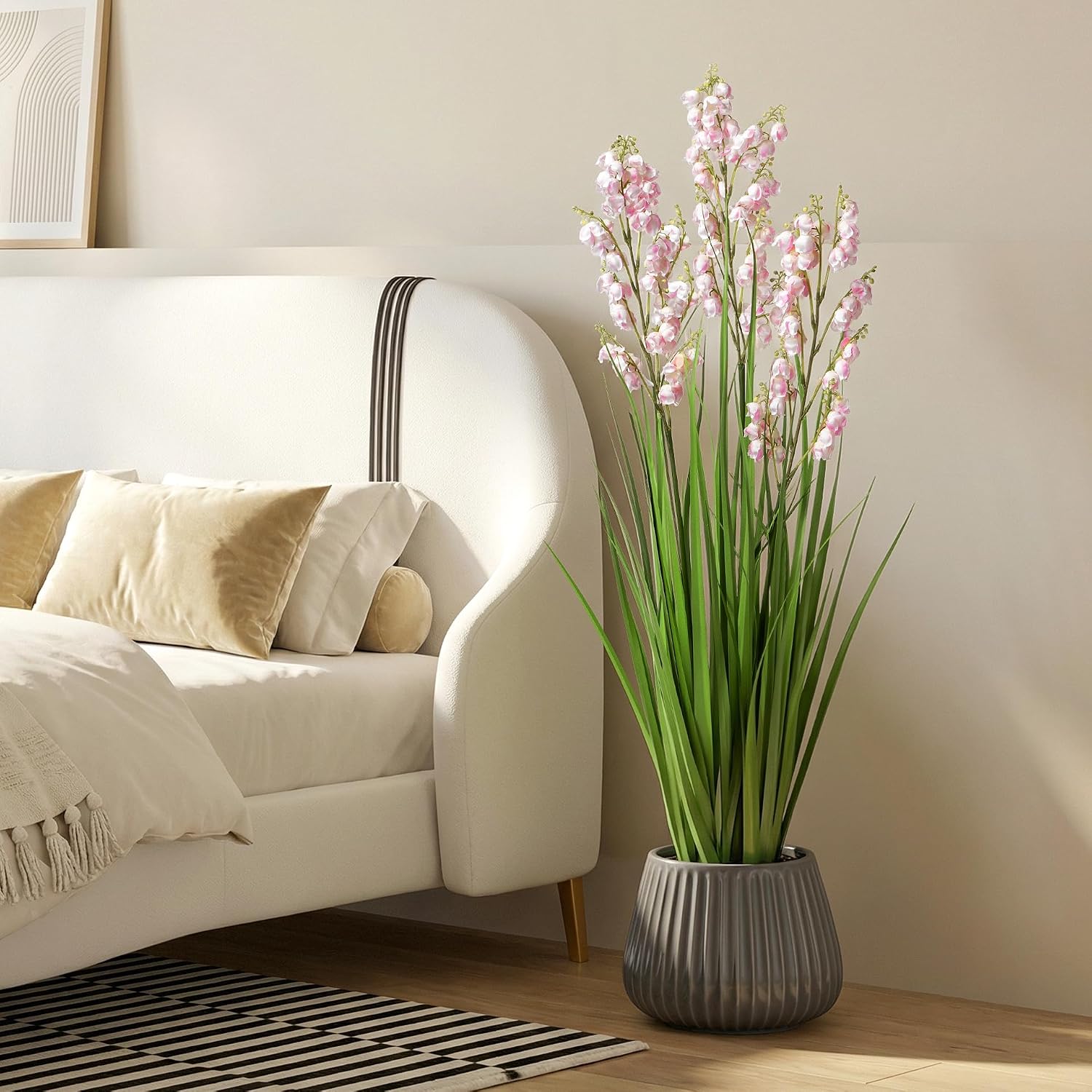 Fake Plants Home Decor Fake Flowers Artificial Plants Outdoor Tall Grass Plant Artificial Pampas Grass Decor Artificial Plants Indoor Fake Grass Living Room Decor Artificial Grass 36' 2PCS（Pink）