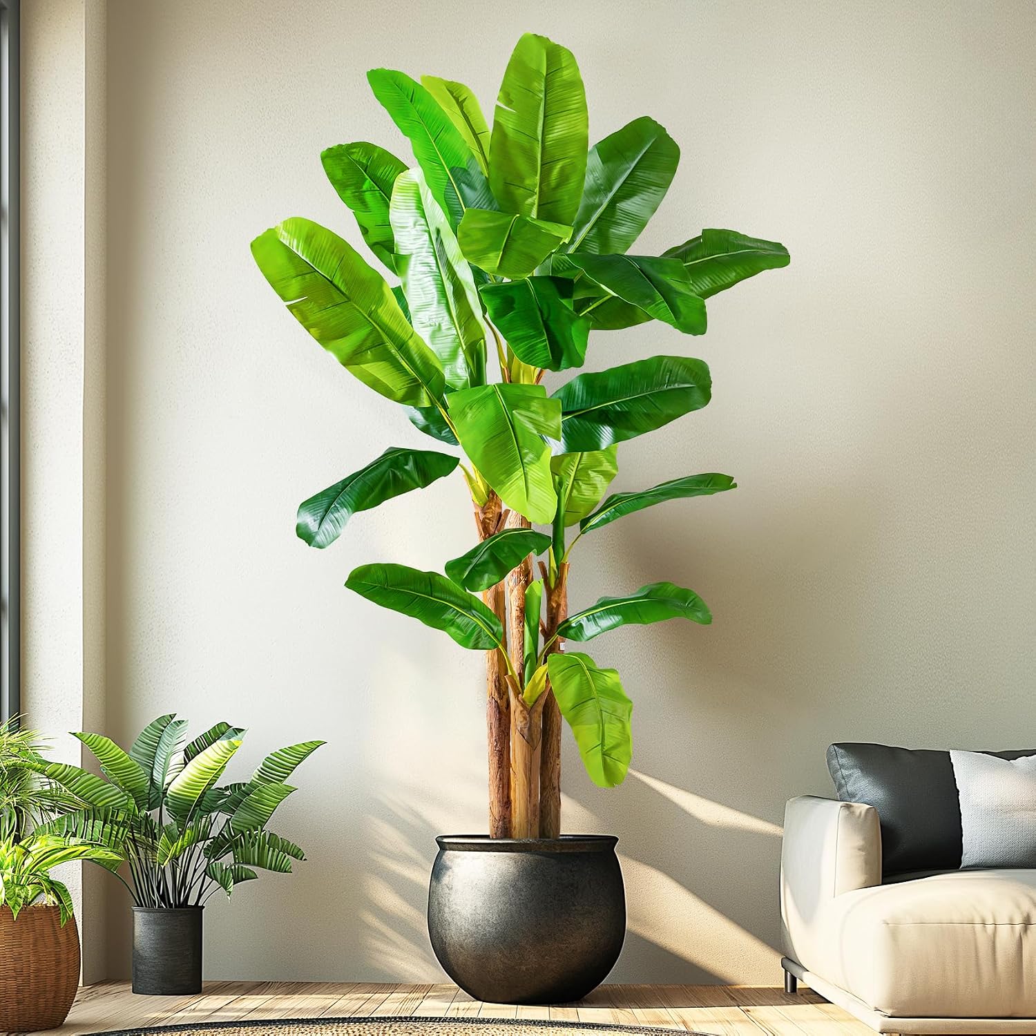 Erimda 8.2FT Artificial Banana Tree Tall Fake Banana Leaf Plant Faux Banana Silk Tree Faux Banana Leaves for Home Swimming Pool Indoor Outdoor Patio Tropical Decor