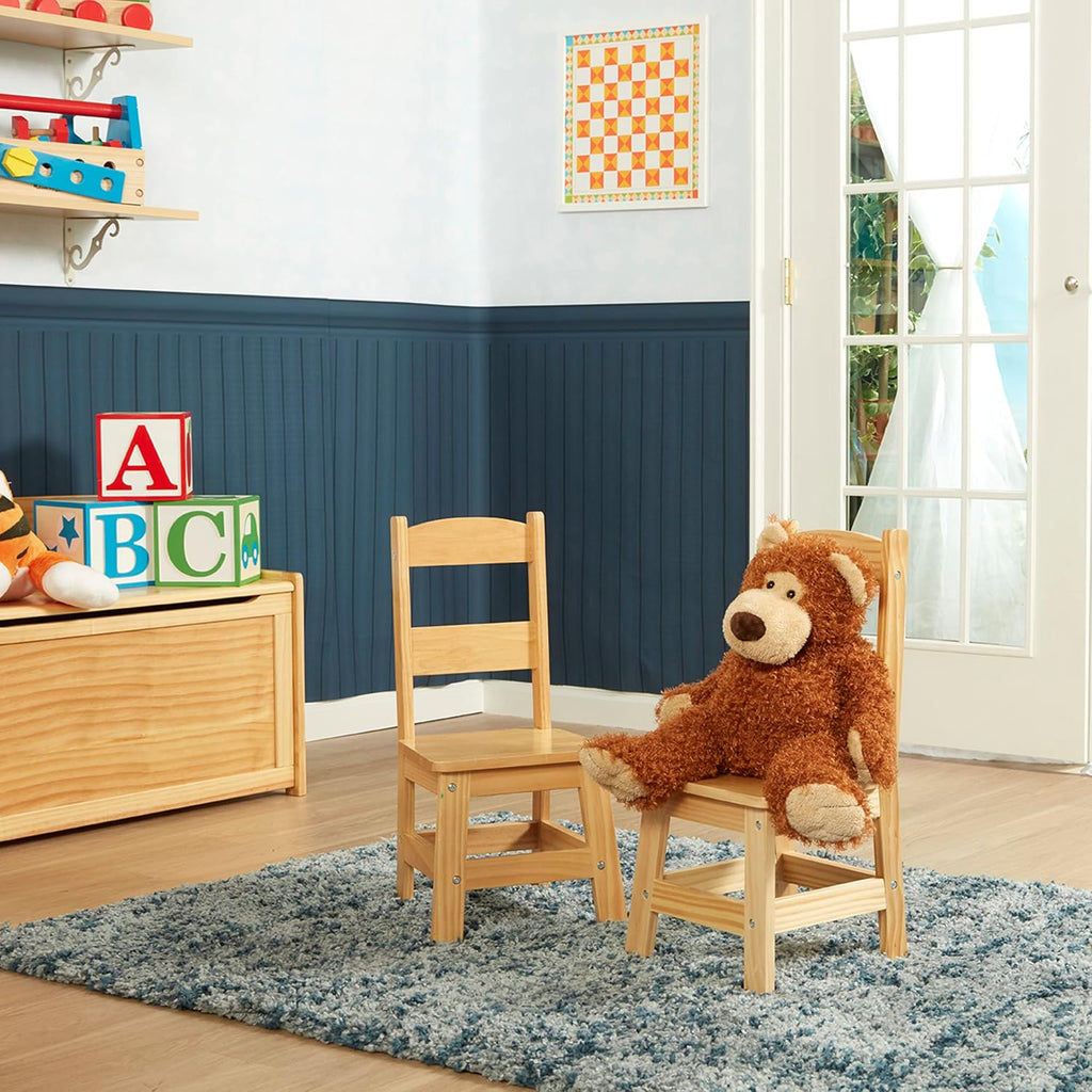 Melissa & Doug Wooden Chairs, Set of 2 - Blonde Furniture for Playroom