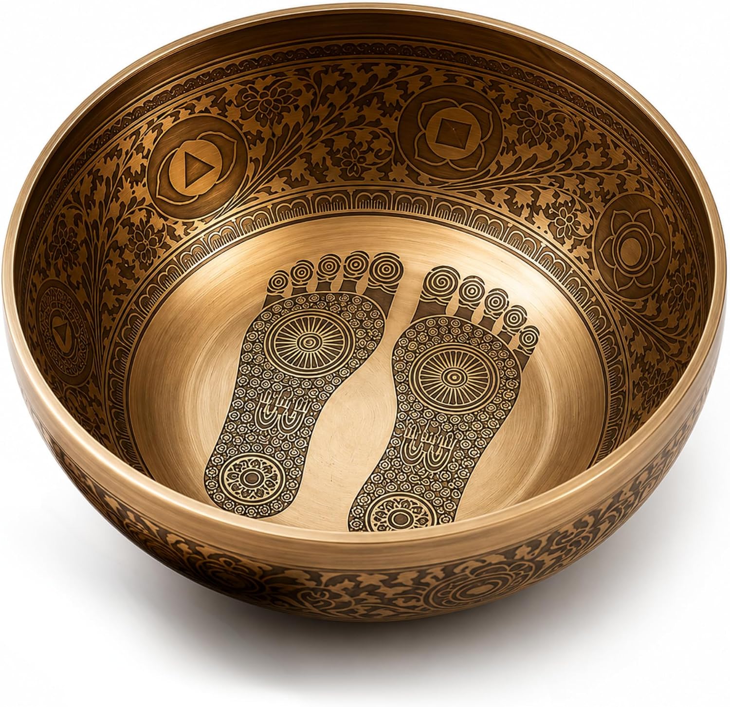 16 Inch Buddha Foot Singing Bowl Handmade in Nepal | Etched Meditation Sound Bowl for Healing Sound Bath Yoga Relaxation Mindfulness & Spiritual Wellness
